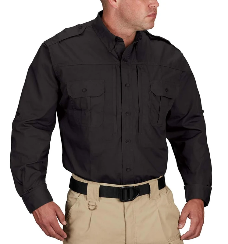 Propper Men's Long Sleeve Tactical Shirt, Black, XS