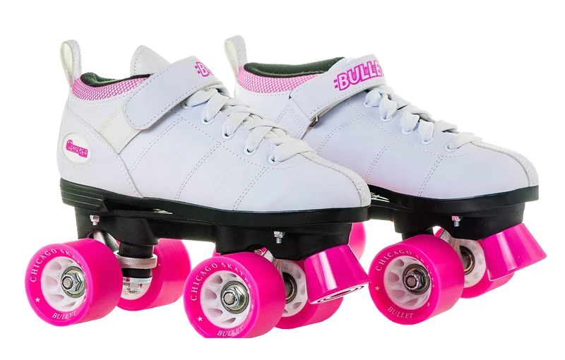 Chicago Skates Women's Speed 8 Quad Derby Rink Skate, White, 39 EU