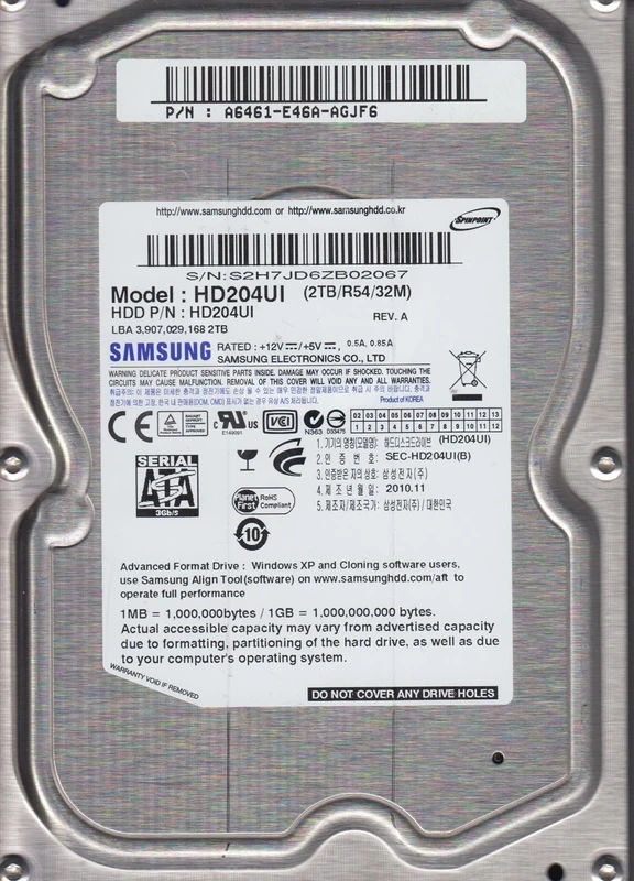 Samsung HD204UI F4 3.5 inch 2TB 32MB 5400rpm Internal Hard Disk Drive