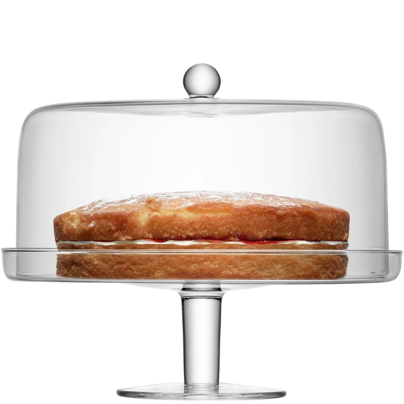 LSA International Klara Cakestand & Cover Ø33cm/Ø30cm Clear| 1 Unit | Mouthblown & Handmade Glass | KL03