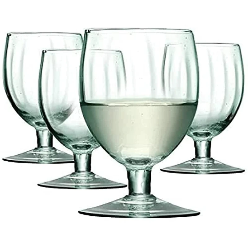 LSA International Mia Wine Glass 350ml Recycled/Part Optic | Set of 4 | Recycled Glassware | MZ03, Clear Decorated
