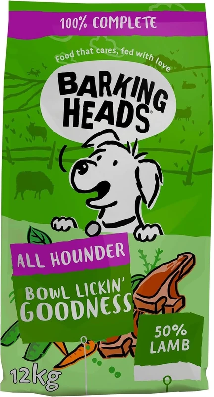 Barking Heads Complete Dry Dog Food 12kg - Adult All Hounder Bowl Lickin' Goodness Lamb - Natural Everyday Immunity & Vitality - Vet Approved