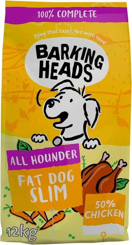 Barking Heads Complete Dry Dog Food 12kg - Adult All Hounder Fat Dog Slim Chicken - Natural Low Fat Weight Management for Overweight Dogs - Vet Approved