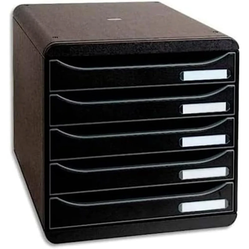 Exacompta - Ref 309714D - BIG-BOX PLUS ECOBlack Desktop Drawer Set - 5 x 43mm Drawers, Suitable for A4+ Documents, 347 x 278 x 271mm, 100% Recycled Plastic - Black