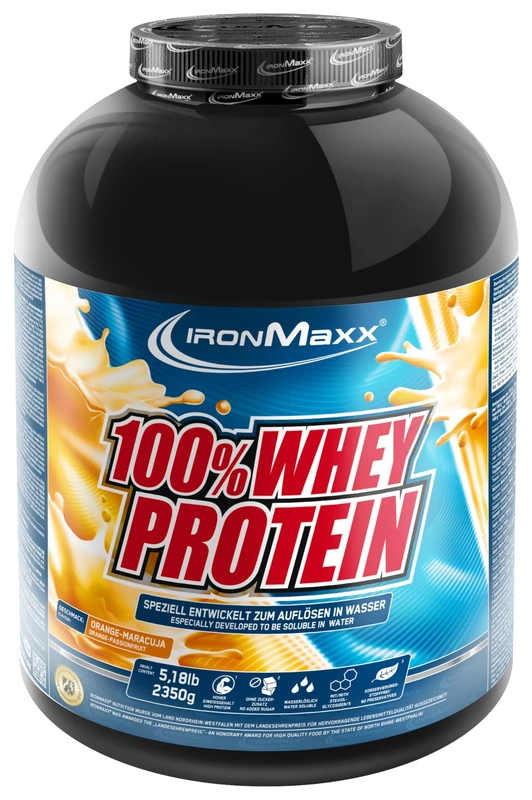 IronMaxx 100% Whey Protein Powder 2350g - Orange Passion Fruit | High Protein Shake with BCAAs & EAAs | Low Carb & Low Sugar Whey | Ideal for Muscle Gain, Diet & Fitness Design May Vary