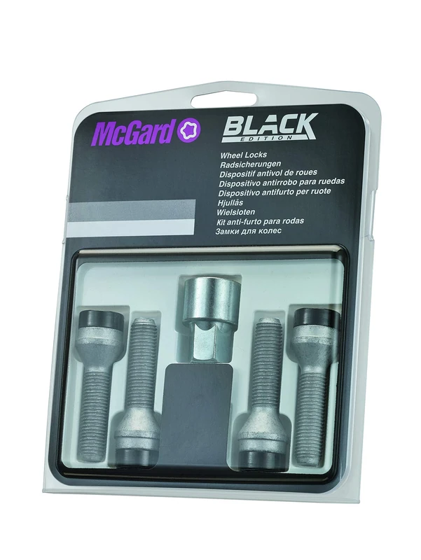 27180SUB Wheel Lock Bolts Black SUB M12 x 1,25, cone seat, shaft length 47,8 mm, Overall length 73,1 mm, Hex size 19mm, Key diameter 25,8 mm