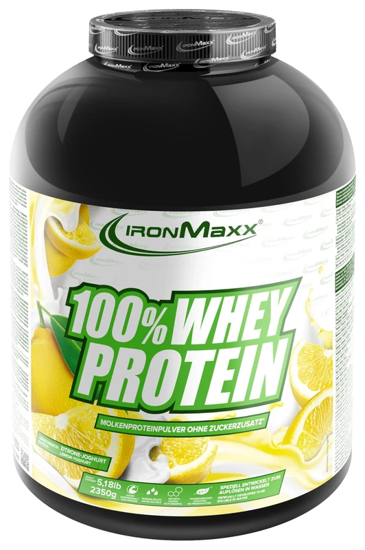 IronMaxx 100% Whey Protein Powder 2350g - Lemon Yoghurt | High Protein Shake with BCAAs & EAAs | Low Carb & Low Sugar Whey | Ideal for Muscle Gain, Diet & Fitness