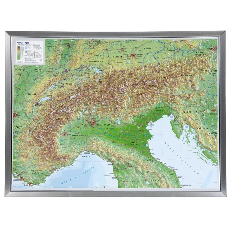 Alpen 1 : 1 200 000 Aluminium Rahmen - Image 1