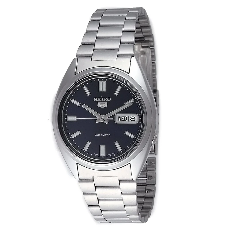 Seiko 5 Men's Automatic Watch Silver / Blue with Stainless Steel Strap 37 mm Day/Date 3 ATM SNXS77K
