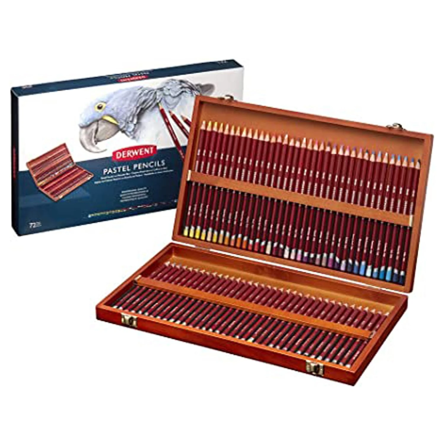 Derwent Pastel Pencils, Drawing & Colouring, Set Of 72 In Wooden Gift Box, Ideal For Blending & Colouring, Professional Quality, 2300343
