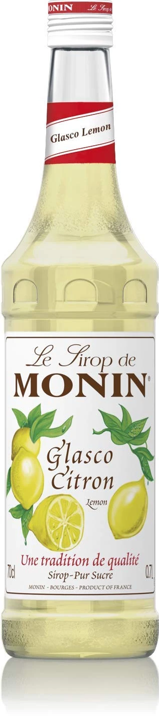 MONIN Premium Glasco Lemon syrup 700ml for Cocktails and Mocktails. Vegan-Friendly, 100% Natural Flavours and Colourings