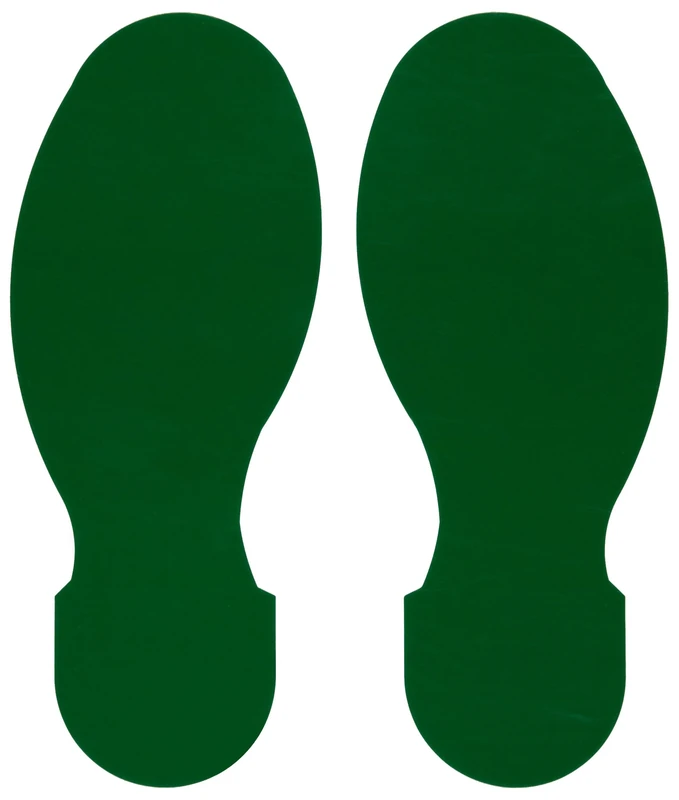Toughstripe Footprint Marker, 88.90mm x 254mm x 254mm, Green, Pair of 5