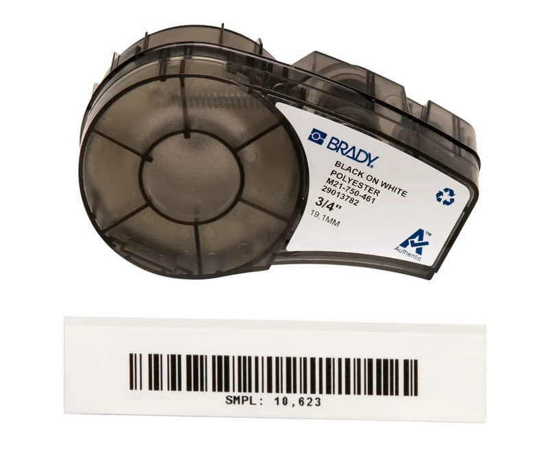Brady Polyester Label Tape for Label Printers M210 & M211 – Self-Laminating Cryogenic Laboratory Labels – Black on White (19,05 mm x 6,40 m) – M21-750-461-AW