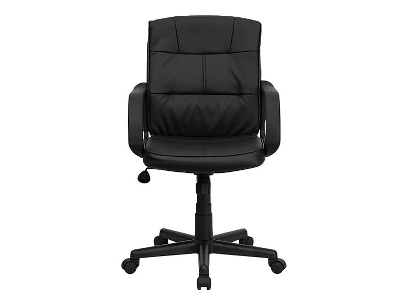 Flash Furniture Rider Mid-Back Black LeatherSoft Swivel Task Office Chair with Arms