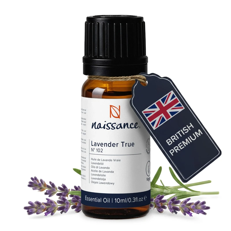 Naissance True Lavender Essential Oil (No. 102) 10ml - Pure, Natural, Cruelty Free, Vegan, Steam Distilled and Undiluted - Relaxing & Soothing - for Diffusers, Aromatherapy & Massage Blends