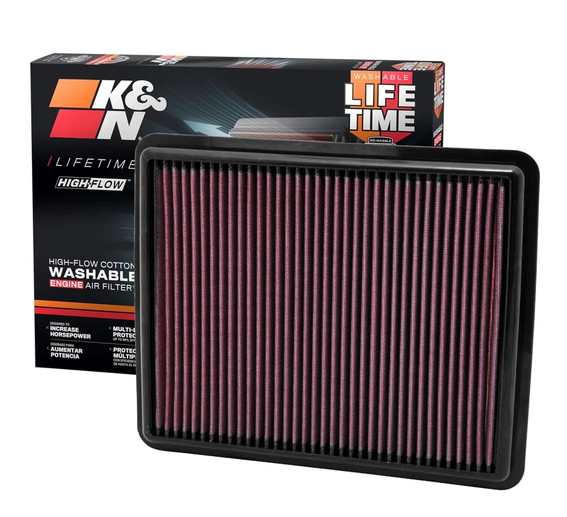 K&N Replacement air filter compatible with Hyundai Azera 3.3 / Santa Fe 2.4, 3.5 / Sonata 2.0, 2.4 / Kia Cadenza 3.3 / Optima 1.7D 2.0, 2.4 / Sorento 2.4, 3.5 2010-2016 (33-2448), Heather Red
