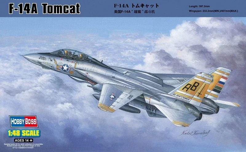 Hobbyboss 1:48 Scale F-14A Tomcat Assembly Kit, 26.56 x 27.09 x 6.77 cm