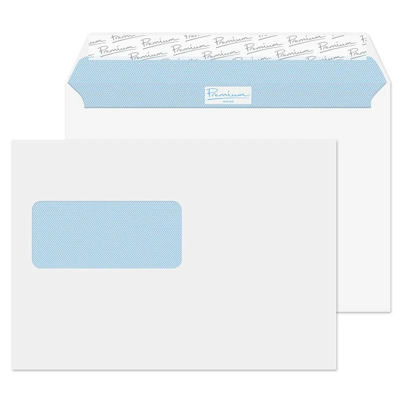 Blake Office C5 162 x 229 mm 120 gsm Peel & Seal Wallet Standard Window Envelopes (34216) Ultra White Wove - Pack of 500