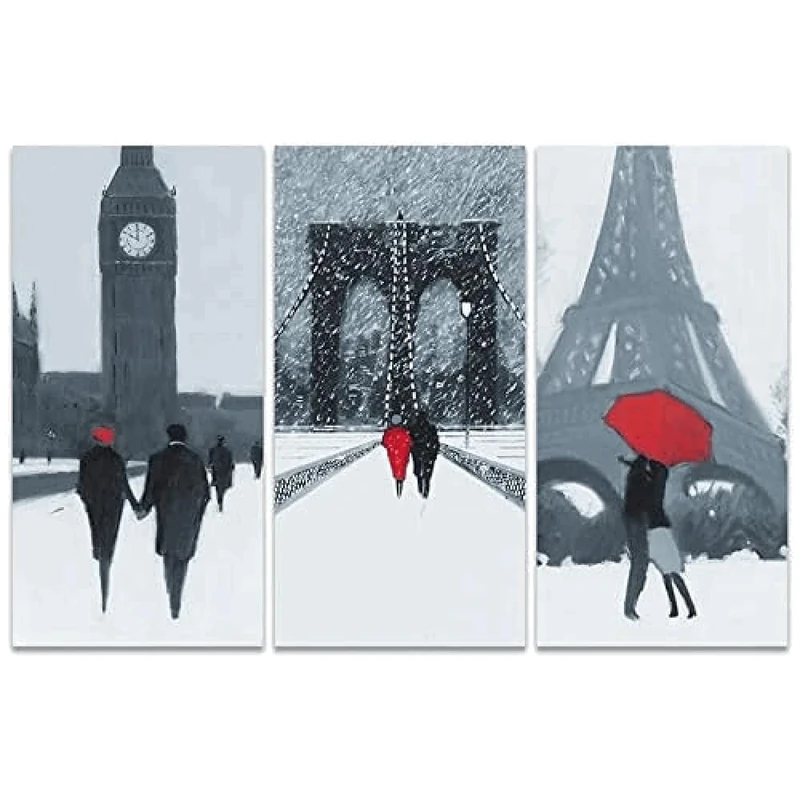 Art Group The Art Group London, New York, Paris Jon Barker Canvas Print, Wood, Multi-Colour, 10 x 150 x 1.3 cm