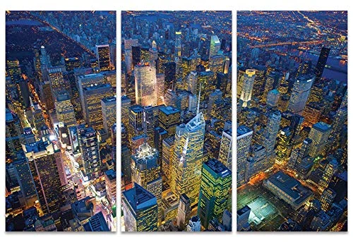 The Art Group Manhattan at Night Jason Hawkes Canvas Print, Wood, Multi-Colour, 10 x 150 x 1.3 cm