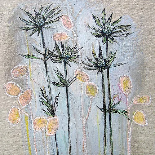 The Art Group "Green Thistles Shyama Ruffell Canvas Print, Multi-Colour, 85 x 85 x 1.3 cm