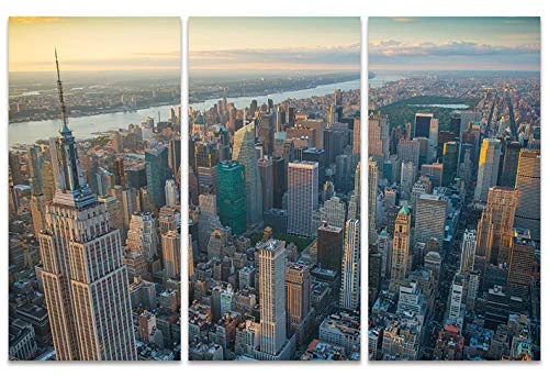 The Art Group Manhattan Morning Jason Hawkes Canvas Print, Wood, Multi-Colour, 10 x 150 x 1.3 cm