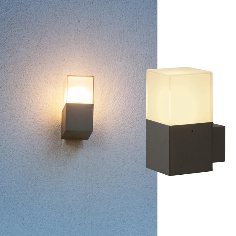 SLV Surface-Mounted Wall Light Grafit WL/Illumination for Walls, Paths, entrances, LED Outdoor spot, Surface-Mounted Outdoor Light, Garden lamp / E27 IP44 11W Anthracite