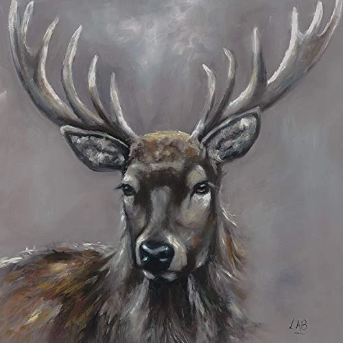 Art Group WDC98224 The Stag Louise Brown Canvas Print, Wood, Multi-Colour, 85 x 85 x 1.3 cm