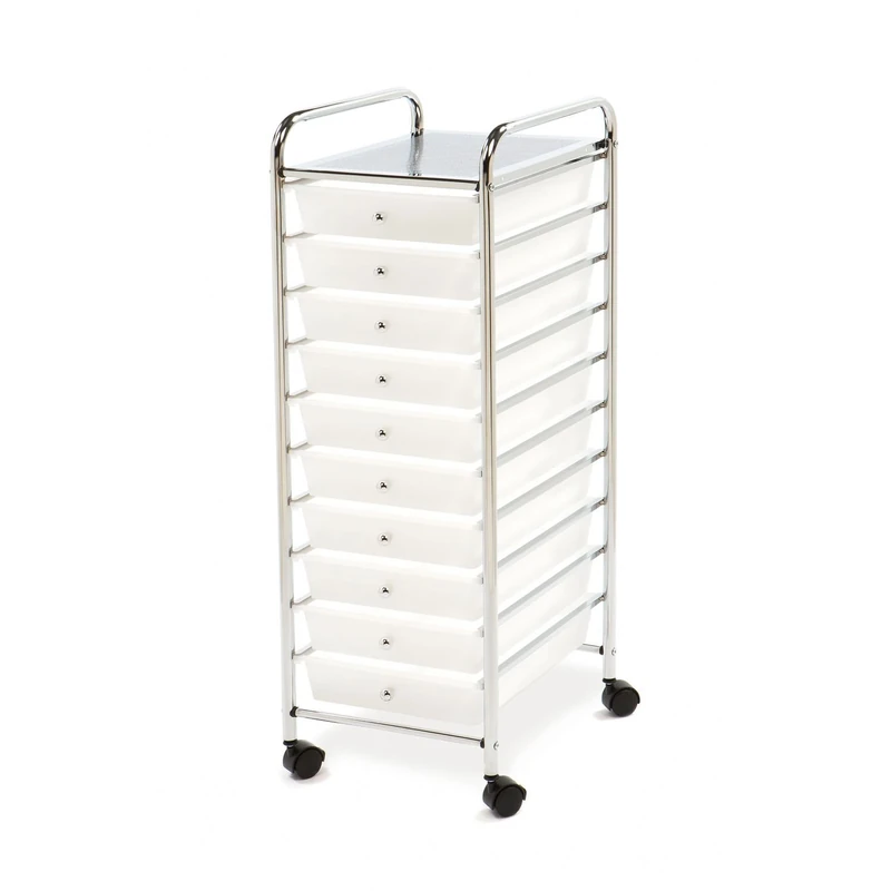 Seville Classics 10-Drawer Organizer Cart, Silver, Large