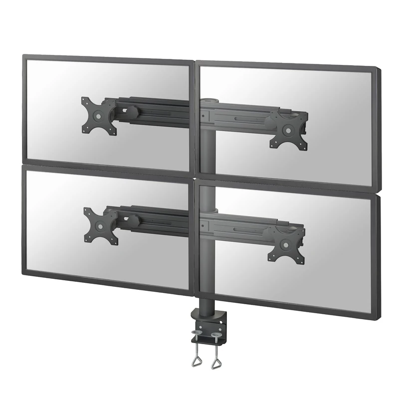 Newstar FPMA-D700D4 Tilt/Turn/Rotate Quad Desk Mount (clamp) for four 19-30" Monitor Screens, Height Adjustable - Black