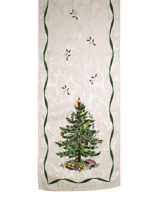 Spode Avanti Linens Christmas Tree Collection Ivory Table Linens, Cotton, 108" x 14" (Set of 1)