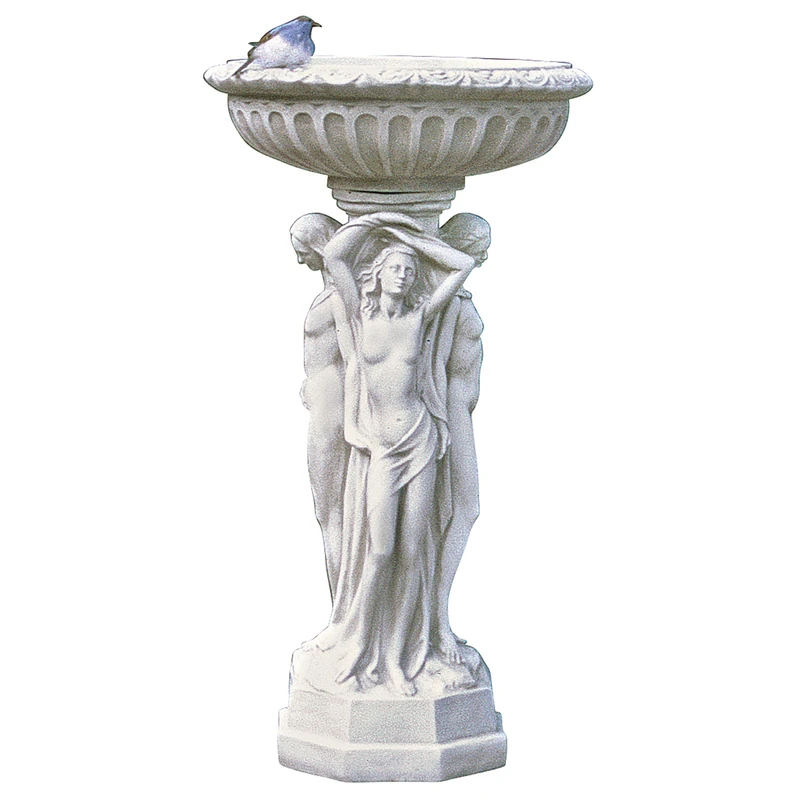 Design Toscano Column of the Maenads Pedestal Font, Antique Stone
