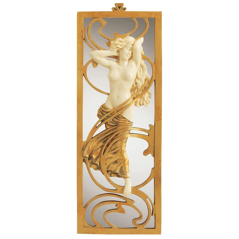 Design Toscano PD0508 Parisian Salon Art Nouveau Mirror, Golden - Image 1