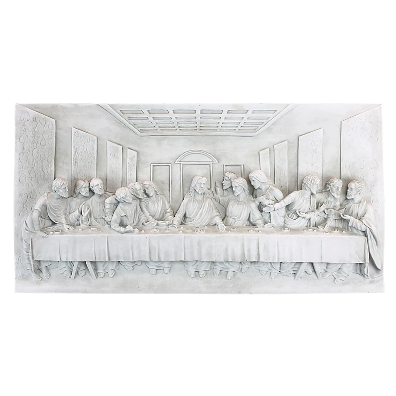 Design Toscano The Last Supper Religious Wall Frieze Sculpture, 58 cm, Polyresin, Antique Stone
