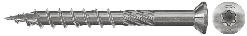 fischer Decking Screws 5.0 x 60 Countersunk Head Partially Threaded Stainless Steel A2 Inner Star Torx Drive for Screwing Patio Planking on Wooden Substructures Pack of 150