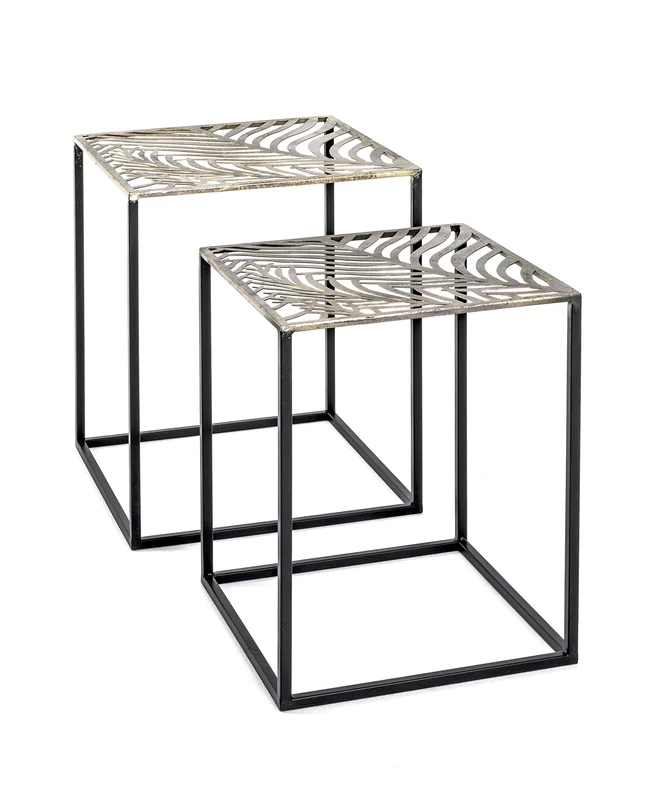 HAKU Möbel Set of 2 End Tables Bronze, Black, Metal - Size: W 35/40 cm X H 45/50 cm X D 35/40 cm, Style: Art Deco