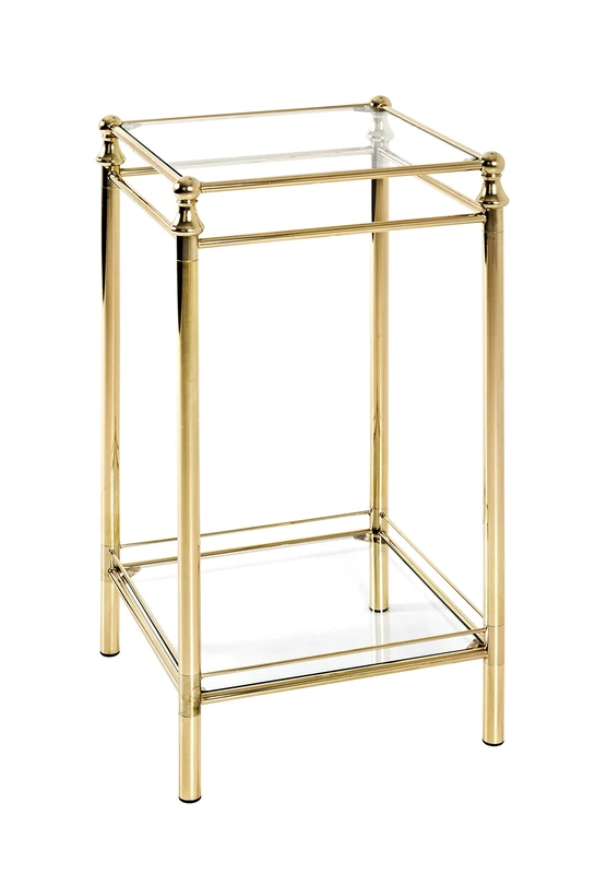 HAKU Möbel End Table Brass-Coated, Metal, Tempered Glass - Size: W 40 cm X H 73 cm X D 40 cm, Style: Contemporary