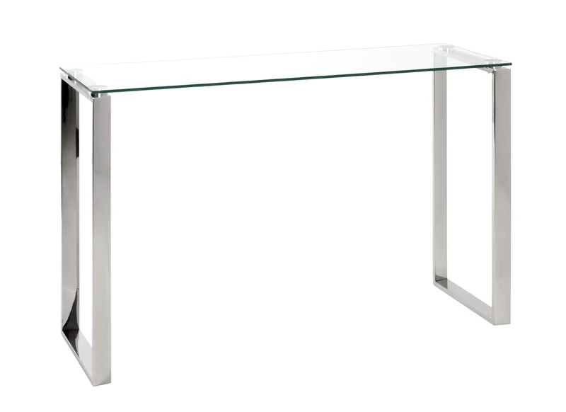 HAKU Möbel Console Stainless Steel, Stainless Steel, Tempered Glass 8 mm - Size: W 120 cm X H 78 cm X D 40 cm, Style: Modern