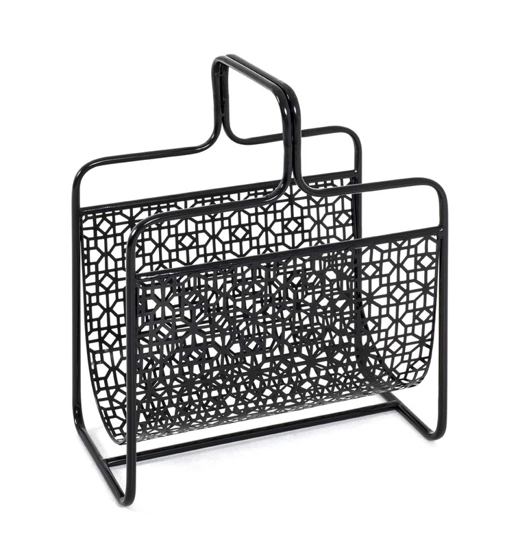 HAKU Magazine Rack Black, Metal - Dim.: W 37 cm X H 45 cm X D 22 cm, Style: Art Deco