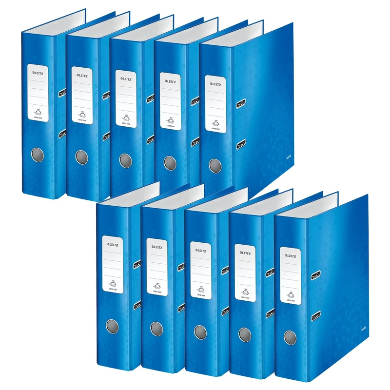 Leitz A4 Lever Arch File, Blue, 80 mm spine width, WOW Range, Files & Folders, 10052036, Pack 10, Design may vary