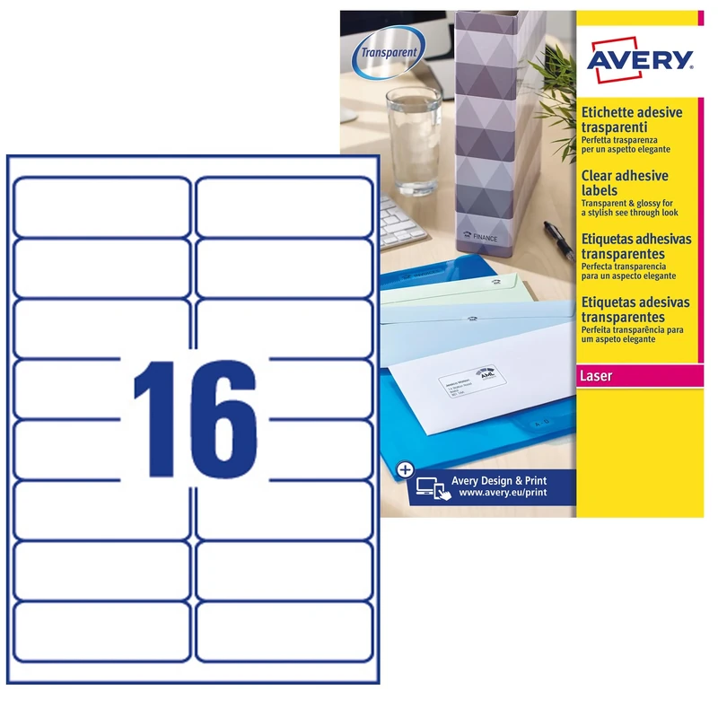 Avery L7562-25 Labels Per Indirizi 99 1 x 33 9 Label X Foglio N 16 (25FF) Laser (ConF.D.