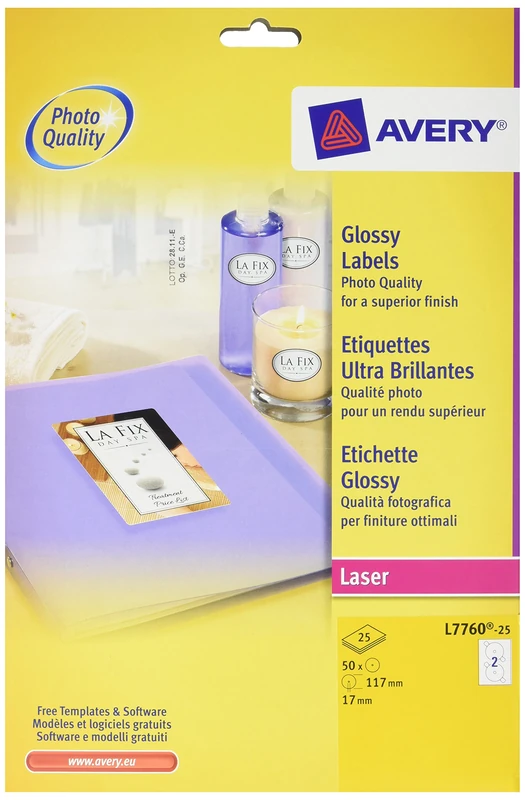 Avery Spain L7760 – Pack of 25 Brilliant Labels for CDs, 2 Labels per Folio, Diameter 117 mm, White - Image 1