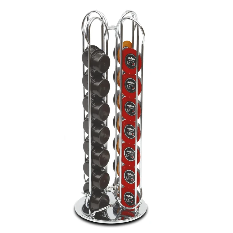 MACOM Just Kitchen 830 Totem Coffee, Lavazza A Modo Mio Coffee 28 Capsules Holder, Silver