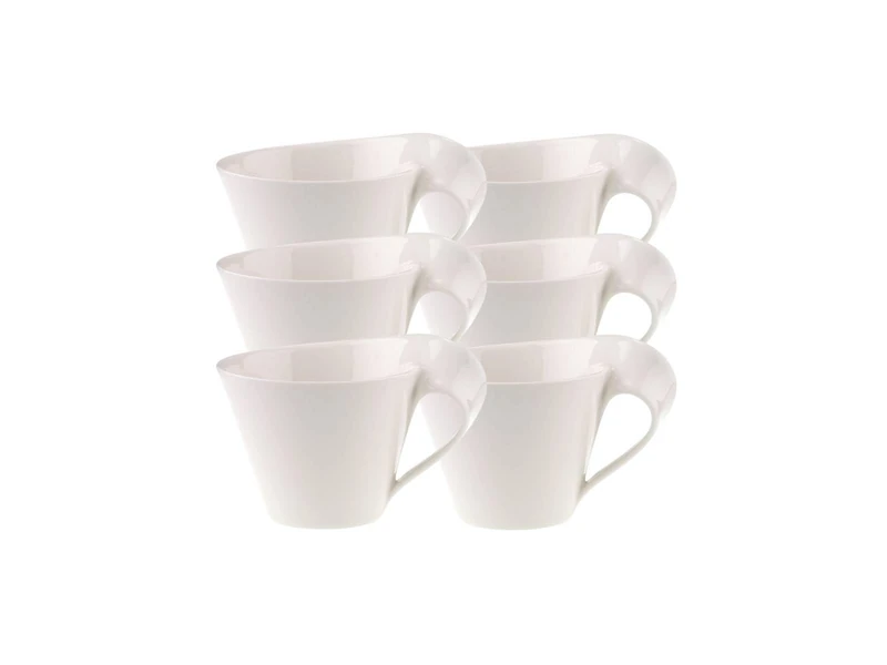 Villeroy & Boch 10-2484-1210 NewWave Caffè Cup/Modern Coffee Mug, Porcelain, White, 0.4 L, 39 x 28 x 12.3 cm, 6 Units