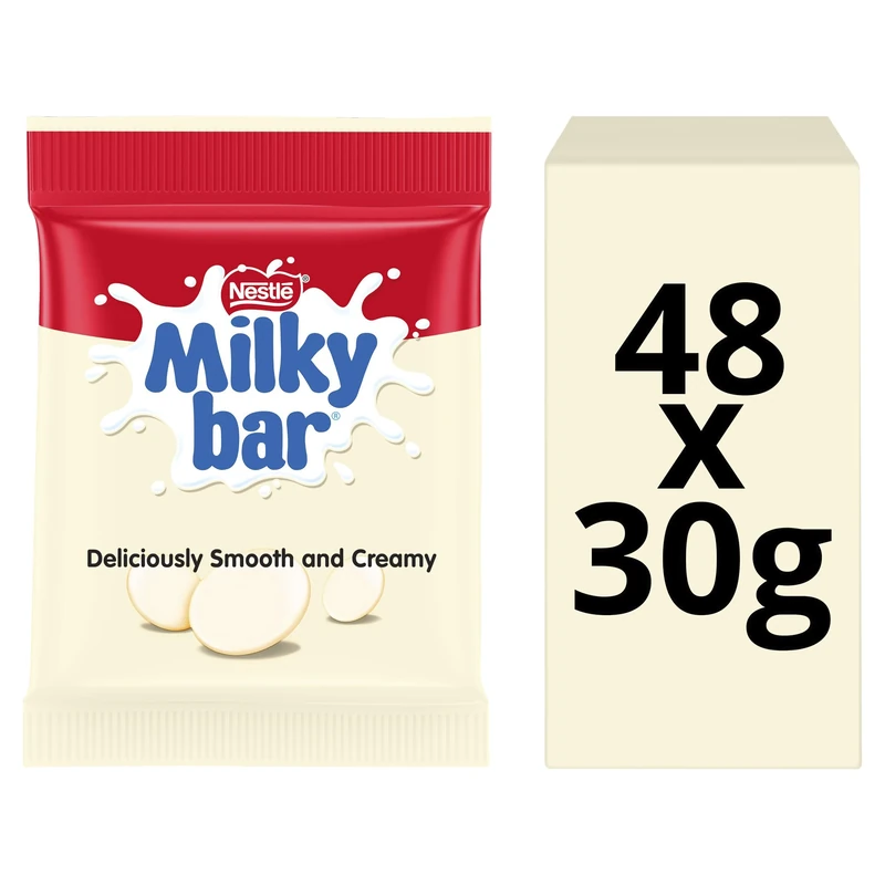 Milkybar White Chocolate Buttons Bags | 48 x 30g Creamy White Chocolate in Fun Button Format | Ideal for Snacking, Baking & Sharing