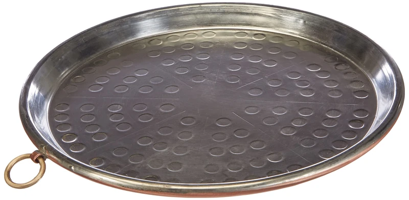 Pentole Agnelli COCU43/330 Tin Tinned Copper Conical Cake with Rim, Height 2 cm, Diameter 30 cm,Copper/Silver
