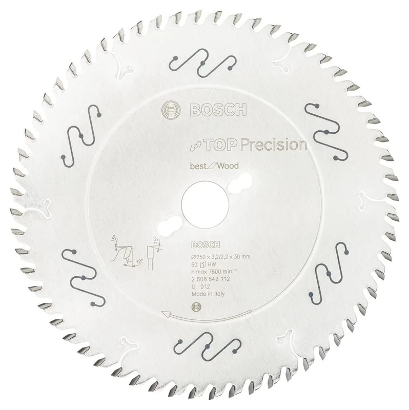 Bosch 2608642112 BSWOS 60 Tooth Top Precision Circular Saw Blade, 0 V, Silver