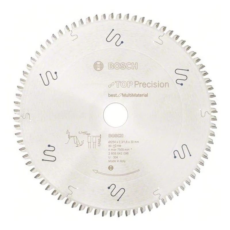 Bosch 2608642098 BSMUB 80 Tooth Top Precision Circular Saw Blade, 0 V, Silver