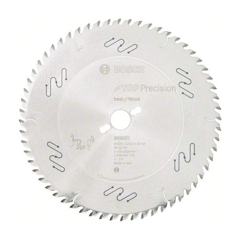 Bosch 2608642115 BSWOS 60 Tooth Top Precision Circular Saw Blade, 0 V, Silver