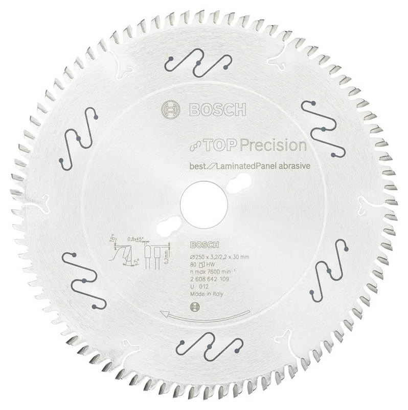Bosch 2608642109 BSCBS 80 Tooth Top Precision Circular Saw Blade, 0 V, Silver